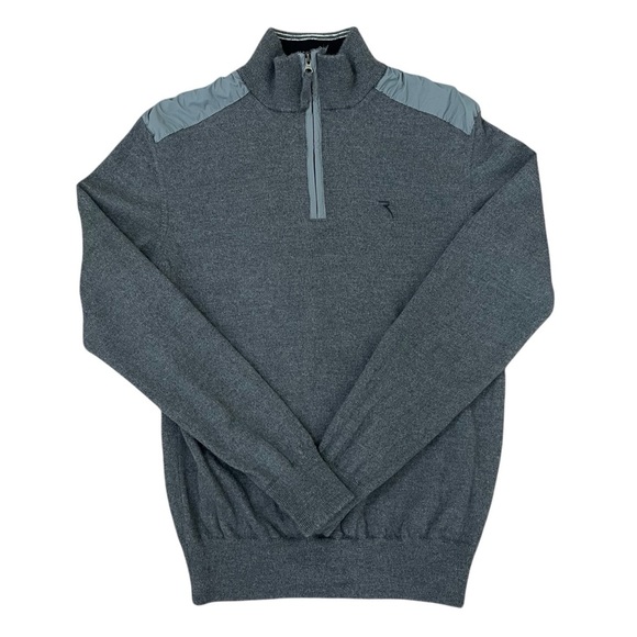 Chervo Men's Quarter-Zip Sweater Gray Merino Wool Blend Made in Italy - Picture 1 of 7